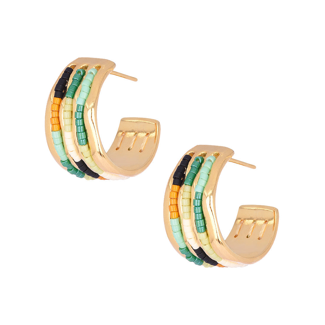 C hoop gold plated beaded earrings