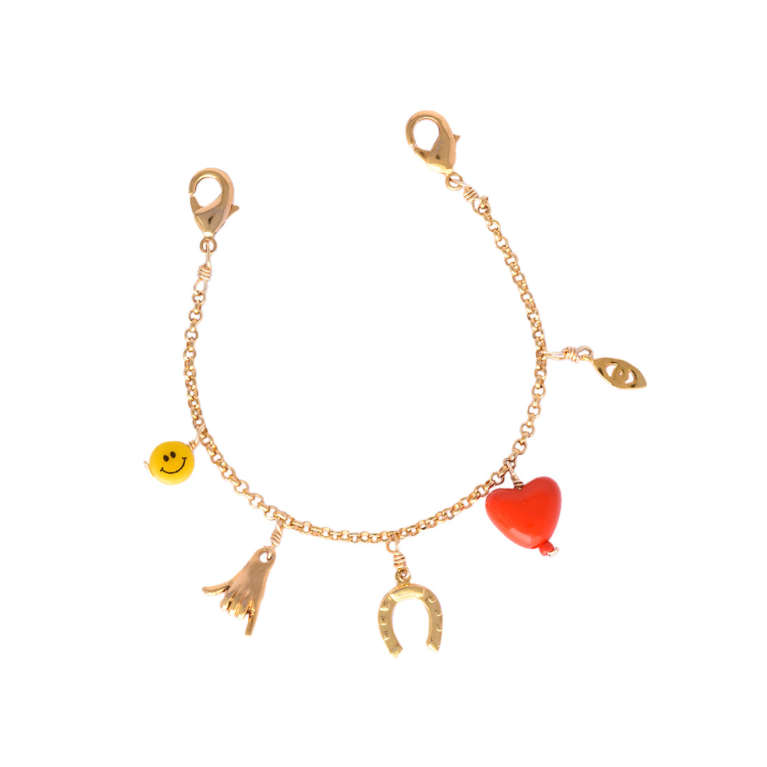 Gold-plated chain shoe charm with pendants